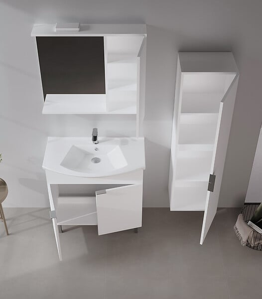 HABITAT ET JARDIN - Ensemble Meuble Vasque avec Miroir (2 Pièces) "Purus 80" - 80 x 50 x 83 cm - White - large