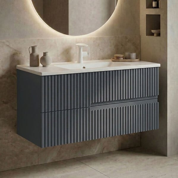 HABITAT ET JARDIN - Meuble Vasque "Moonlight 90 v2" - 91 x 51 x 51 cm - Matte Anthracite - large