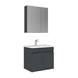 HABITAT ET JARDIN - Ensemble Meuble Vasque avec Miroir (2 Pièces) "Tivoli 65" - 65 x 45 x 57 cm - Matte Anthracite - vignette