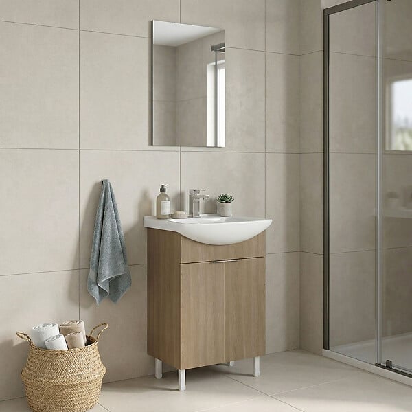 HABITAT ET JARDIN - Ensemble Meuble Vasque avec Miroir (2 Pièces) "Purus 55" - 55 x 2 x 83 cm - Oak - large