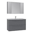HABITAT ET JARDIN - Ensemble Meuble Vasque avec Miroir (2 Pièces) "Nuvola 100 v2" - 100 x 50 x 62 cm - Grey - vignette