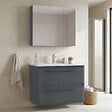 HABITAT ET JARDIN - Ensemble Meuble Vasque avec Miroir (2 Pièces) "Nuvola 80 v2" - 80 x 50 x 62 cm - Anthracite - vignette