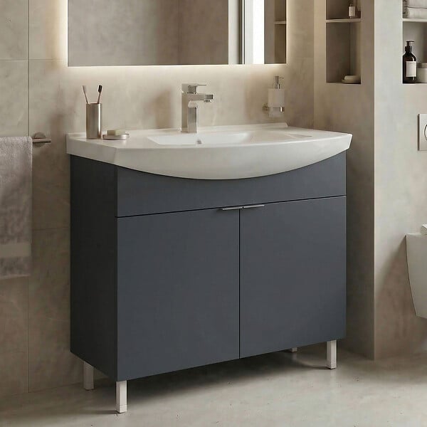 HABITAT ET JARDIN - Meuble Vasque "Purus 80" - 80 x 50 x 83 cm - Matte Anthracite - large