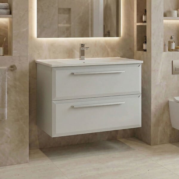 HABITAT ET JARDIN - Meuble Vasque "Nuvola 80 v2" - 80 x 50 x 62 cm - Cashmere - large