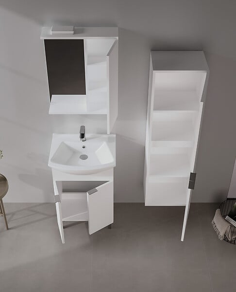 HABITAT ET JARDIN - Ensemble Meuble Vasque avec Miroir (2 Pièces) "Purus 55" - 55 x 50 x 83 cm - White - large