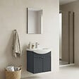 HABITAT ET JARDIN - Ensemble Meuble Vasque avec Miroir (2 Pièces) "Purus 55" - 55 x 50 x 58 cm - Matte Anthracite - vignette