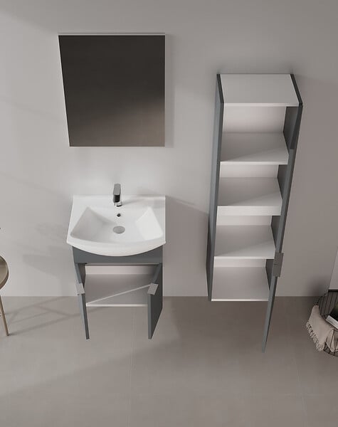 HABITAT ET JARDIN - Ensemble Meuble Vasque avec Miroir (2 Pièces) "Purus 55" - 55 x 50 x 58 cm - Matte Anthracite - large