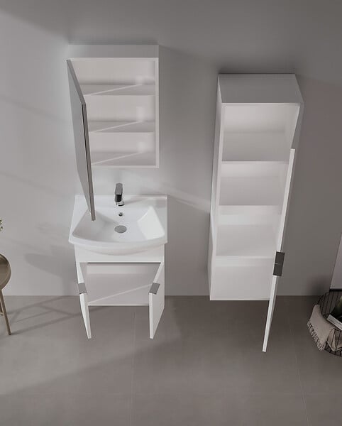 HABITAT ET JARDIN - Ensemble Meuble Vasque avec Miroir (2 Pièces) "Purus 55" - 55 x 50 x 58 cm - White - large