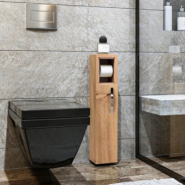HABITAT ET JARDIN - Meuble support pour papier toilette en bois "Star" - 15 x 12 x 65 cm - Marron - large