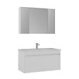 HABITAT ET JARDIN - Ensemble Meuble Vasque avec Miroir (2 Pièces) "Side 100 v3" - 100 x 45 x 52 cm - Matte White - vignette