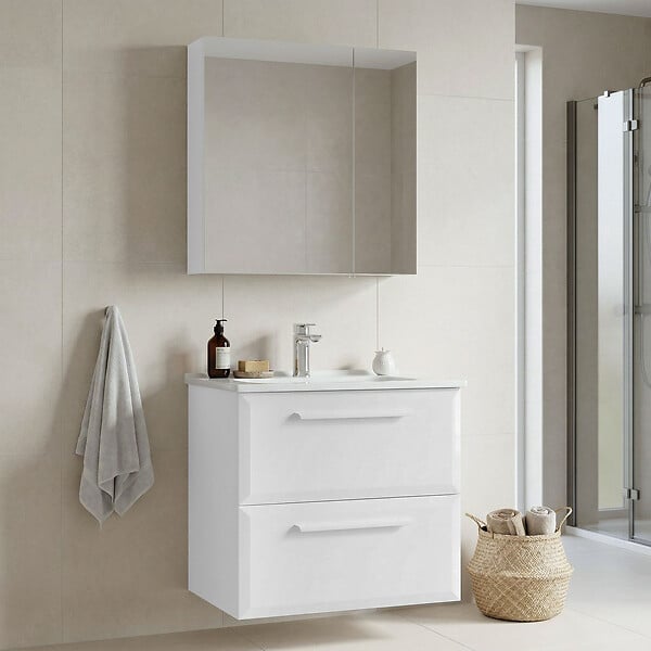 HABITAT ET JARDIN - Ensemble Meuble Vasque avec Miroir (2 Pièces) "Nuvola 65 v2" - 65 x 50 x 62 cm - White - large