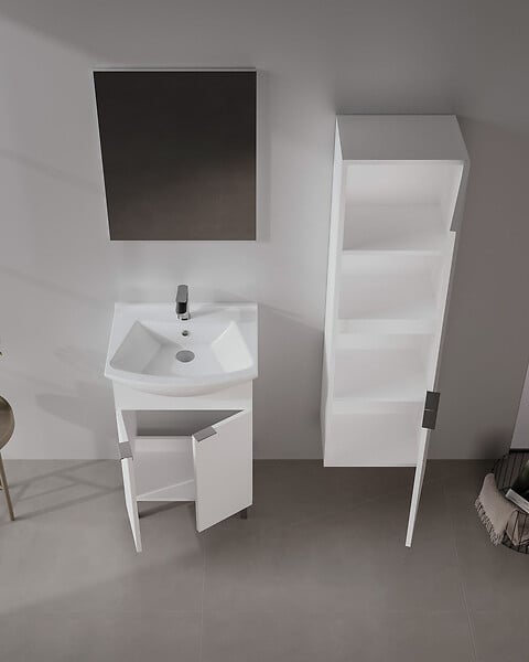 HABITAT ET JARDIN - Ensemble Meuble Vasque avec Miroir (2 Pièces) "Purus 55" - 55 x 2 x 83 cm - White - large