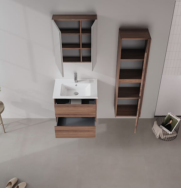 HABITAT ET JARDIN - Meuble Vasque "Side 65 v2" - 65 x 45 x 52 cm - Dark Walnut - large