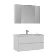 HABITAT ET JARDIN - Ensemble Meuble Vasque avec Miroir (2 Pièces) "Side 100 v3" - 100 x 16 x 52 cm - Matte White - vignette
