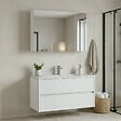 HABITAT ET JARDIN - Ensemble Meuble Vasque avec Miroir (2 Pièces) "Side 100 v3" - 100 x 16 x 52 cm - Matte White - vignette