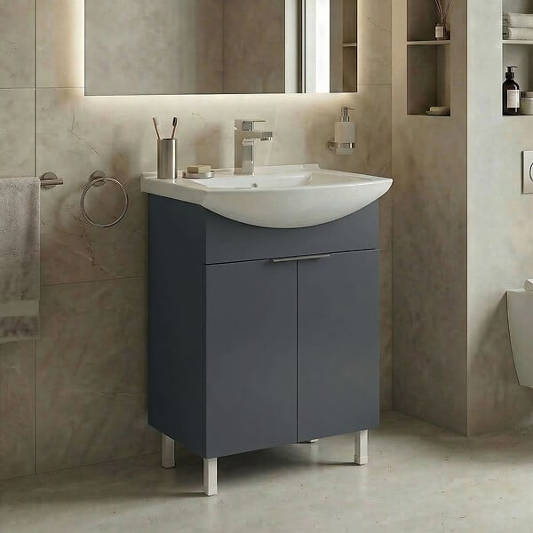 HABITAT ET JARDIN - Meuble Vasque "Purus 55" - 55 x 50 x 83 cm - Matte Anthracite - large
