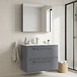 HABITAT ET JARDIN - Ensemble Meuble Vasque avec Miroir (2 Pièces) "Nuvola 80 v2" - 80 x 50 x 62 cm - Grey - vignette