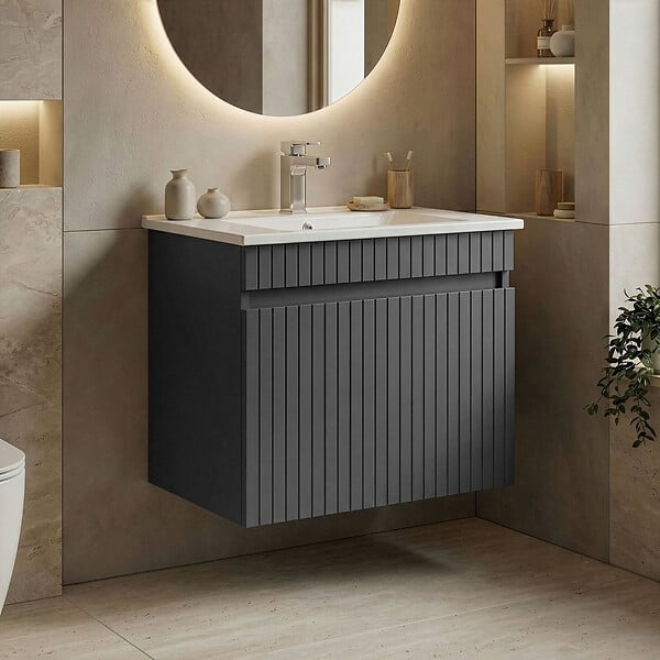 HABITAT ET JARDIN - Meuble Vasque "Tivoli 65" - 65 x 45 x 57 cm - Matte Anthracite - large
