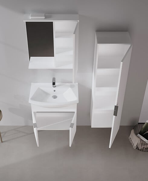 HABITAT ET JARDIN - Ensemble Meuble Vasque avec Miroir (2 Pièces) "Purus 65" - 65 x 50 x 58 cm - White - large