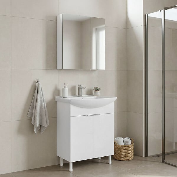 HABITAT ET JARDIN - Ensemble Meuble Vasque avec Miroir (2 Pièces) "Purus 65" - 65 x 50 x 83 cm - White - large