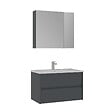 HABITAT ET JARDIN - Ensemble Meuble Vasque avec Miroir (2 Pièces) "Side 85 v2" - 85 x 45 x 52 cm - Matte Anthracite - vignette