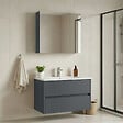 HABITAT ET JARDIN - Ensemble Meuble Vasque avec Miroir (2 Pièces) "Side 85 v2" - 85 x 45 x 52 cm - Matte Anthracite - vignette