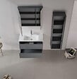 HABITAT ET JARDIN - Ensemble Meuble Vasque avec Miroir (2 Pièces) "Side 85 v2" - 85 x 45 x 52 cm - Matte Anthracite - vignette