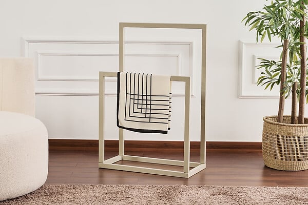 HABITAT ET JARDIN - Porte-serviettes en métal "Gediz" - 25 x 60 x 90 cm - Taupe - large