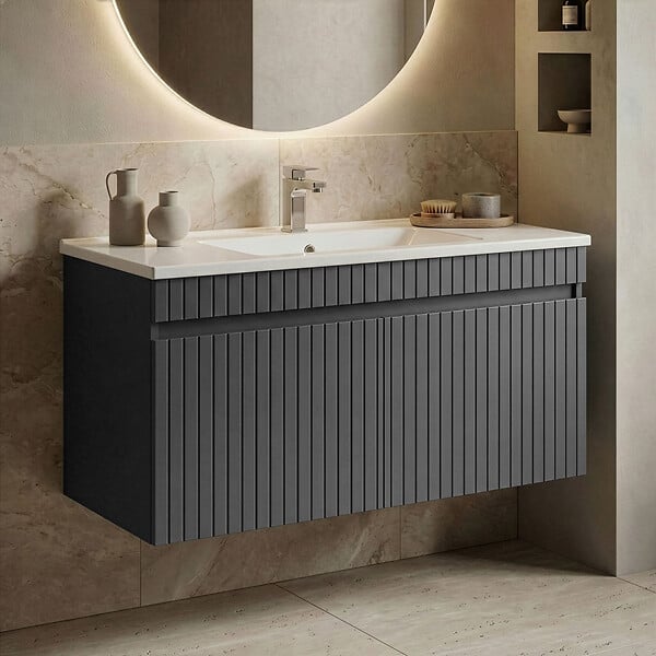 HABITAT ET JARDIN - Meuble Vasque "Tivoli 100" - 100 x 45 x 57 cm - Matte Anthracite - large
