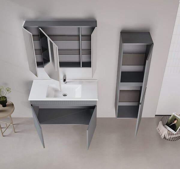 HABITAT ET JARDIN - Meuble Vasque "Tivoli 100" - 100 x 45 x 57 cm - Matte Anthracite - large