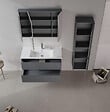HABITAT ET JARDIN - Ensemble Meuble Vasque avec Miroir (2 Pièces) "Side 100 v3" - 100 x 16 x 52 cm - Matte Anthracite - vignette