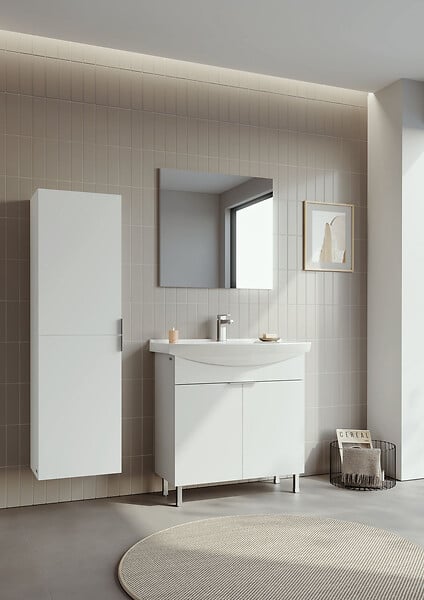 HABITAT ET JARDIN - Ensemble Meuble Vasque avec Miroir (2 Pièces) "Purus 80" - 80 x 50 x 83 cm - White - large