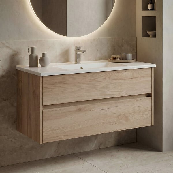 HABITAT ET JARDIN - Meuble Vasque "Side 100 v3" - 100 x 45 x 52 cm - Oak - large