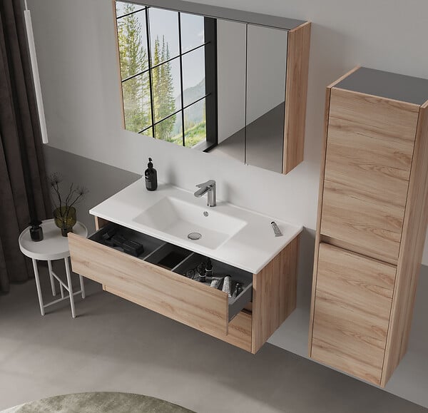 HABITAT ET JARDIN - Meuble Vasque "Side 100 v3" - 100 x 45 x 52 cm - Oak - large