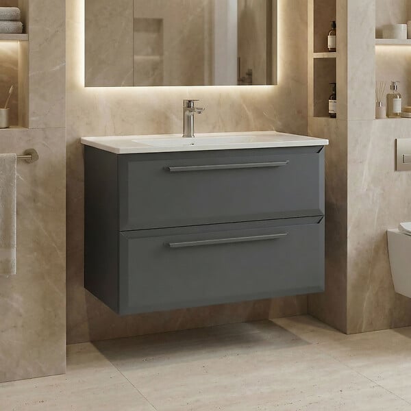 HABITAT ET JARDIN - Meuble Vasque "Nuvola 80 v2" - 80 x 50 x 62 cm - Anthracite - large