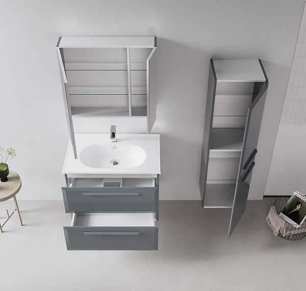 HABITAT ET JARDIN - Meuble Vasque "Nuvola 80 v2" - 80 x 50 x 62 cm - Anthracite - large
