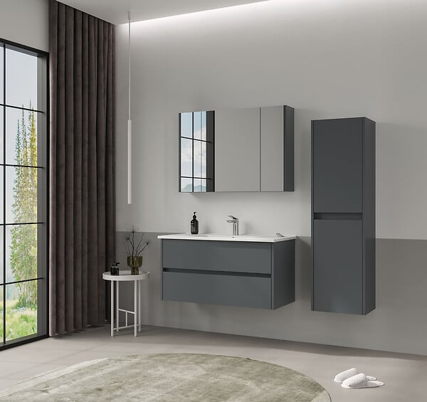 HABITAT ET JARDIN - Meuble Vasque "Side 100 v3" - 100 x 45 x 52 cm - Matte Anthracite - large