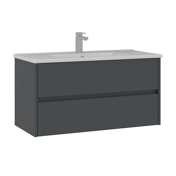 HABITAT ET JARDIN - Meuble Vasque "Side 100 v3" - 100 x 45 x 52 cm - Matte Anthracite - large
