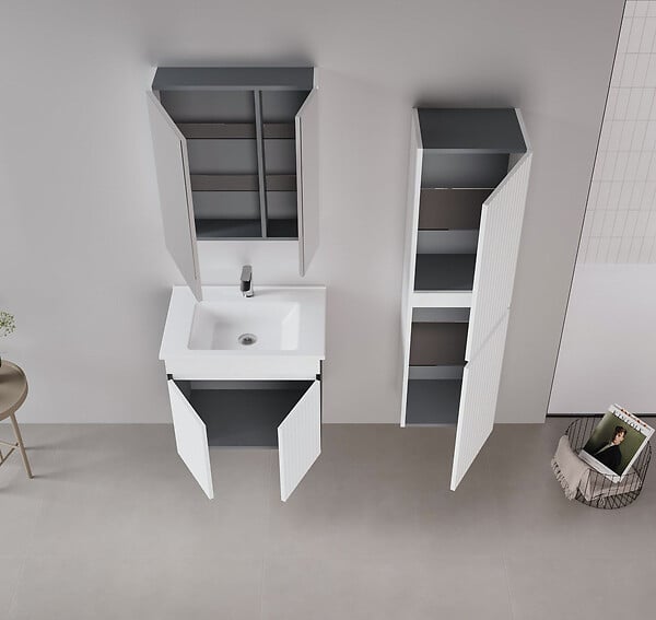 HABITAT ET JARDIN - Ensemble Meuble Vasque avec Miroir (2 Pièces) "Tivoli 65" - 65 x 45 x 57 cm - Matte White - large