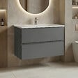 HABITAT ET JARDIN - Meuble Vasque "Nest 91 v2" - 91 x 51 x 55 cm - Matte Grey - vignette