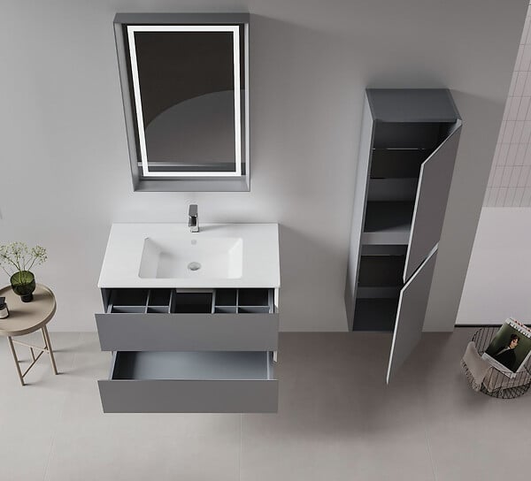 HABITAT ET JARDIN - Meuble Vasque "Nest 91 v2" - 91 x 51 x 55 cm - Matte Grey - large