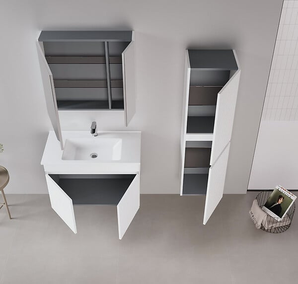 HABITAT ET JARDIN - Ensemble Meuble Vasque avec Miroir (2 Pièces) "Tivoli 85" - 85 x 45 x 57 cm - Matte White - large