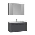 HABITAT ET JARDIN - Ensemble Meuble Vasque avec Miroir (2 Pièces) "Side 100 v3" - 100 x 45 x 52 cm - Matte Anthracite - vignette