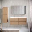 STANO - Meuble salle de bain design double vasque FORTINA largeur 120 cm chêne clair - vignette