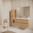 STANO - Meuble salle de bain design double vasque FORTINA largeur 120 cm chêne clair - vignette