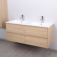 STANO - Meuble salle de bain design double vasque FORTINA largeur 120 cm chêne clair - vignette
