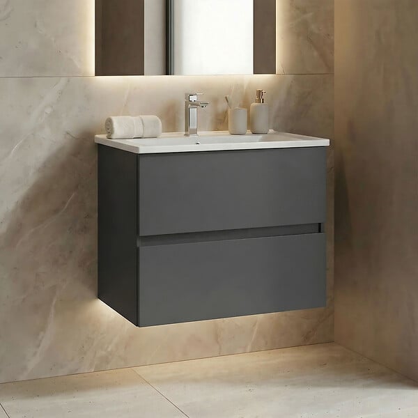 HABITAT ET JARDIN - Meuble Vasque "Nest 71 v2" - 71 x 51 x 55 cm - Matte Anthracite - large