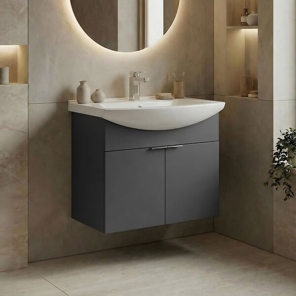 HABITAT ET JARDIN - Meuble Vasque "Purus 65" - 65 x 50 x 58 cm - Matte Anthracite - large