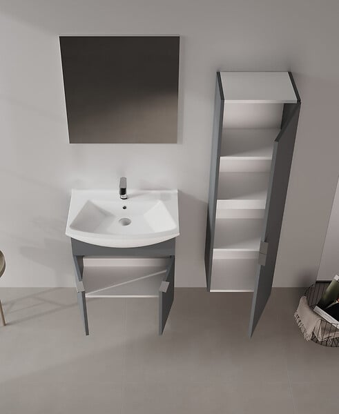 HABITAT ET JARDIN - Meuble Vasque "Purus 65" - 65 x 50 x 58 cm - Matte Anthracite - large