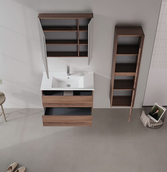 HABITAT ET JARDIN - Meuble Vasque "Side 85 v2" - 85 x 45 x 52 cm - Dark Walnut - large